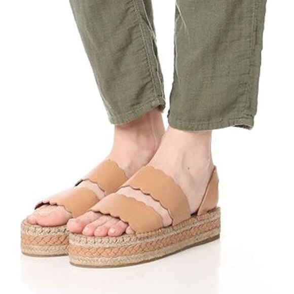 Zimmermann Leather Espadrille Slingback Platform Sandals Nude Women's Size 40 - Picture 1 of 8